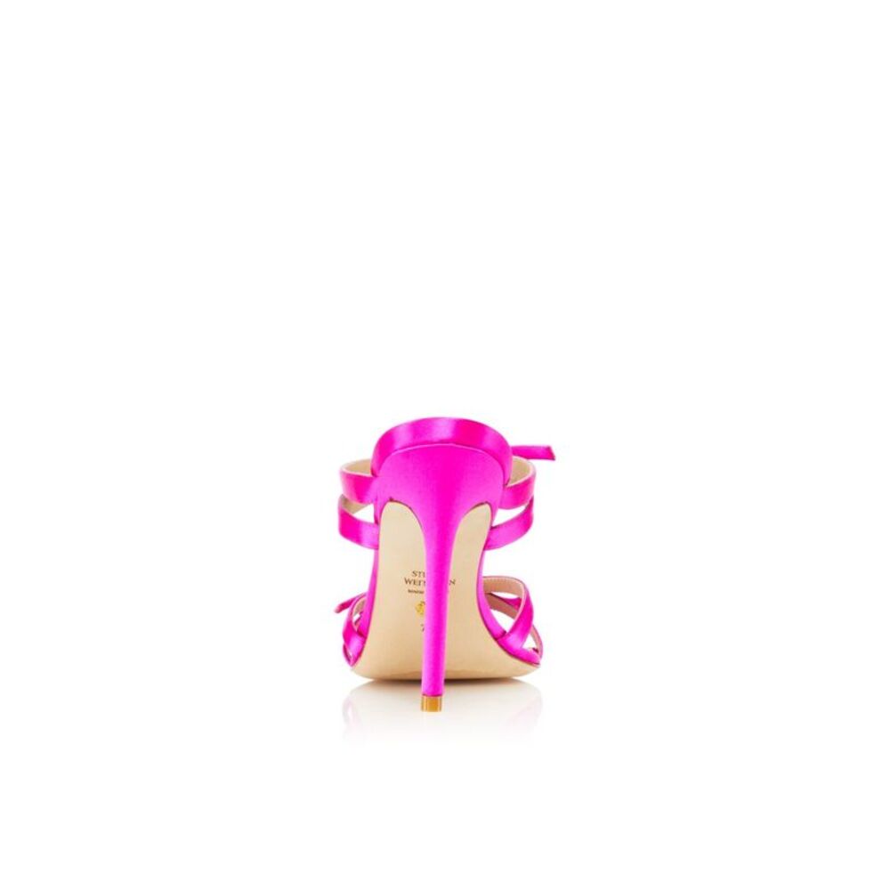 NWT STUART WEITZMAN Womens Pink Bow Bow 100 Stiletto Slip On Heeled Sandal 7 B - Picture 2 of 5